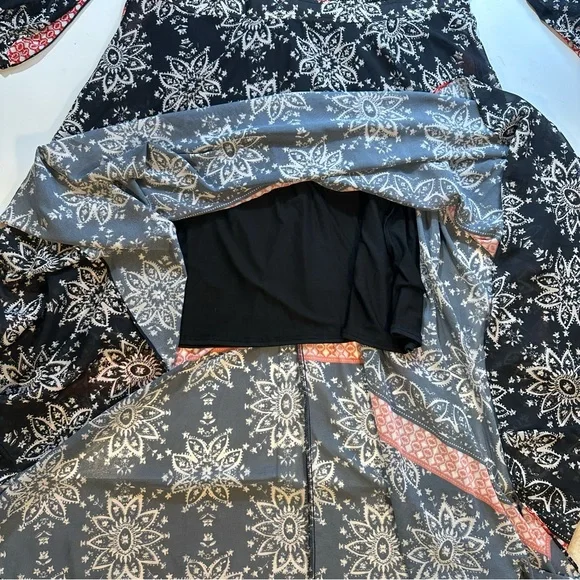 Sheryl Crow Black White Red Mandela Print PomPom Neckline MaxiDress NWT Size 24W - Picture 9 of 16